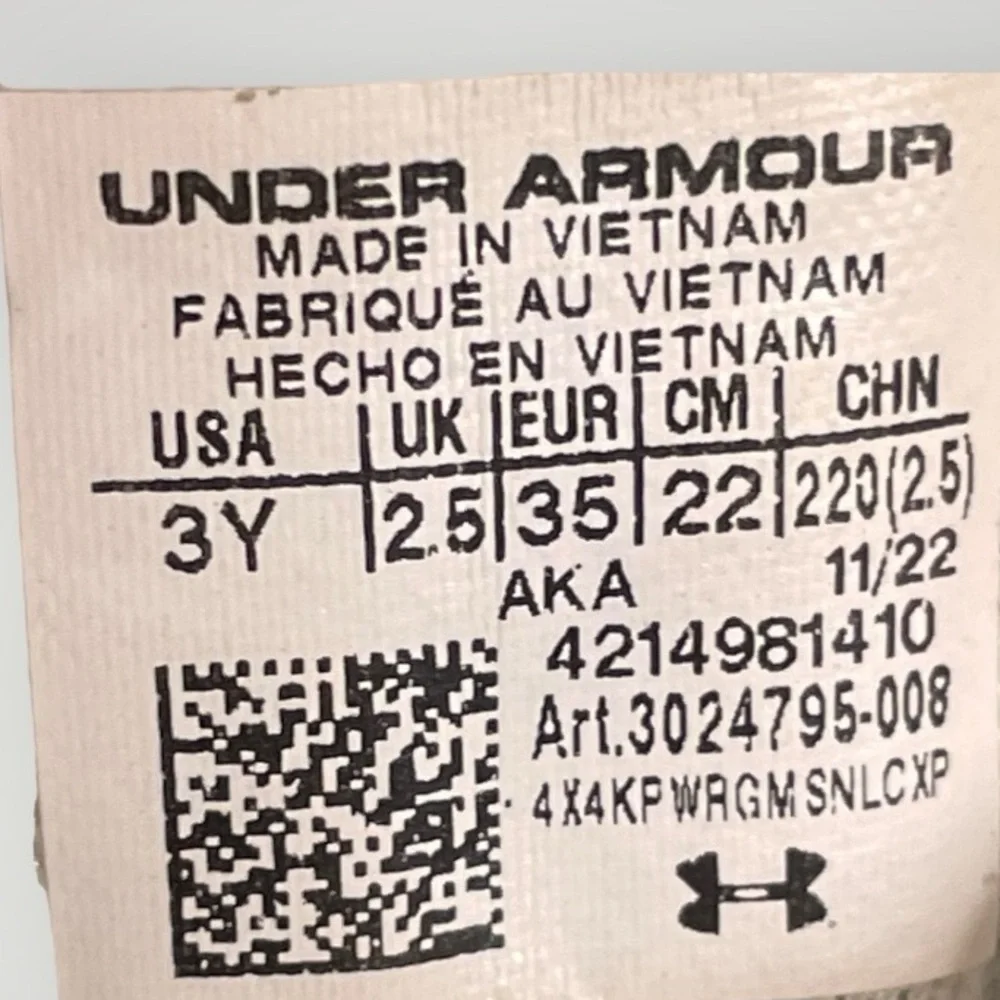 Under Armour Kids' Black Athletic Sneakers with Pink Logo